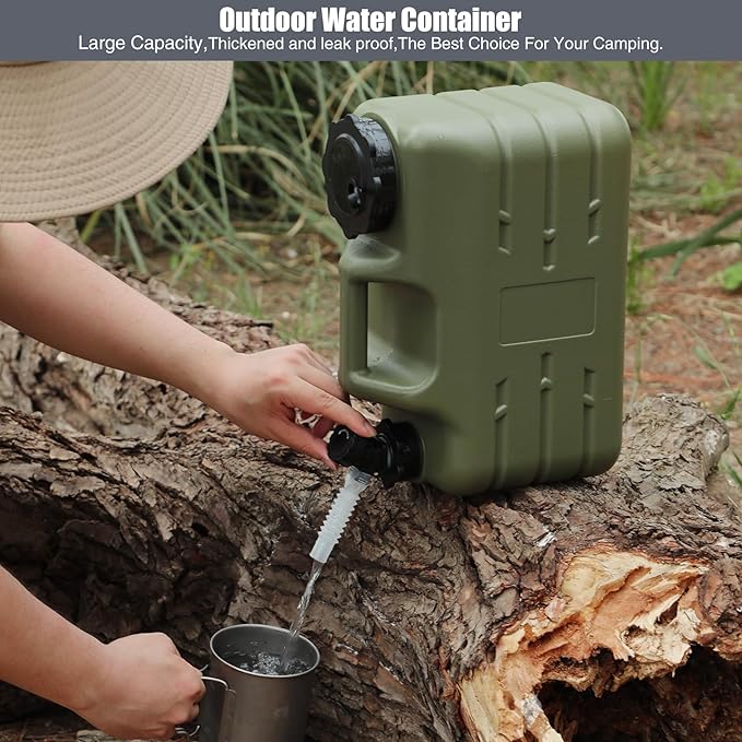RedSwing 3 Gallon/11L Thickened Portable Water Container with Spigot, Water Storage Carrier for Camping Outdoor Hiking, BPA Free,Green