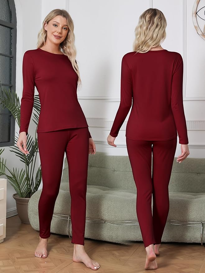 VZV Thermal Underwear for Women, Long Johns for Women Thermal Sets Fleece Lined Base Layer Top and Bottom Set