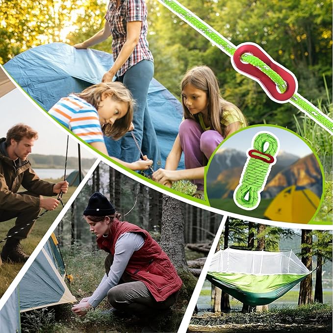 CONBOLA 6 Pack 5 mm Guy Lines Ultralight Tent Cords with Aluminum Adjuster Tensioner Outdoor Camping Guylines Ropes for Tent Tarp, Canopy Shelter, Climbing, Hiking Backpacking Gear