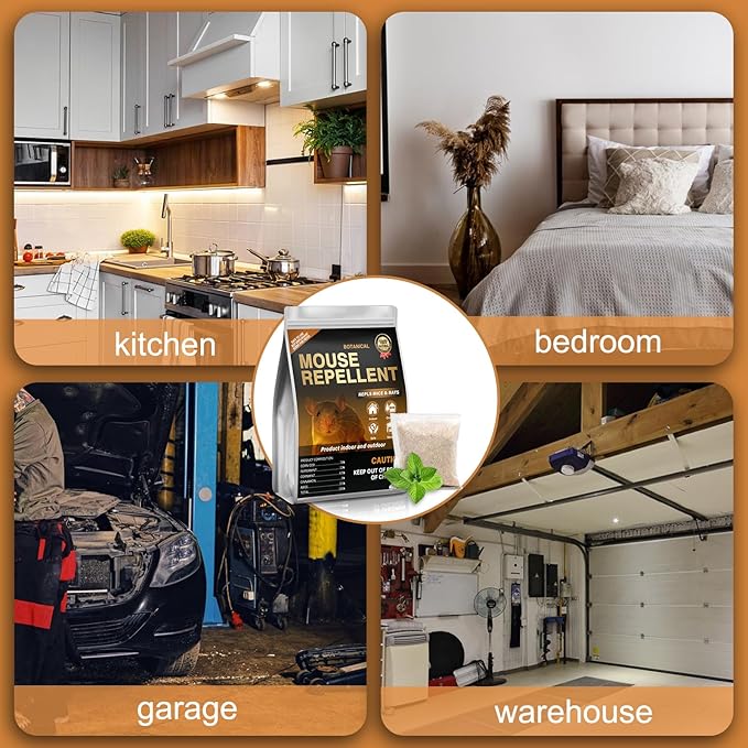 24 Pack Mouse Repellent Pouches,Rodent Repellent for Car Engines,Mouse deterrents That Works,Peppermint Oil to Repel Mice and Rat