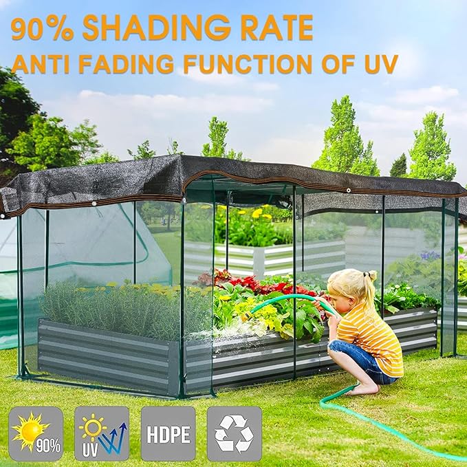 Garden Shade Cloth, 80%-90% Resistant Sun Shade Neting Mesh Tarp with HDPE Material and Reinforced Grommets, Sunblock Trap for Greenhouse Plant Pergola Backyard Patio, 10x20FT