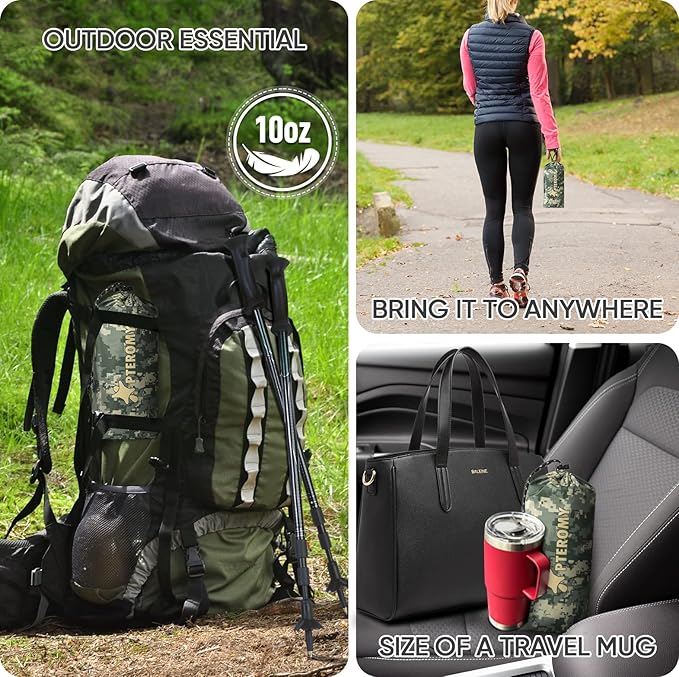 PTEROMY Hooded Rain Poncho for Adult with Pocket, Waterproof Lightweight Unisex Raincoat for Hiking Camping Emergency