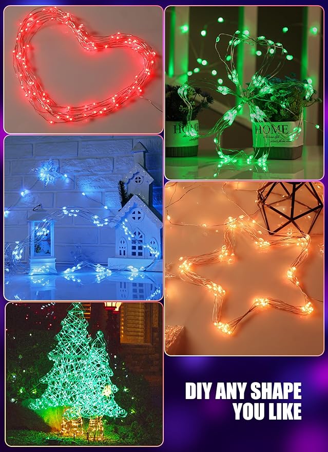 Minetom Upgraded Color Changing Fairy String Lights - 33 ft 100 LED 24 Colors USB Silver Wire Lights with Remote and Timer for DIY Bedroom Party Indoor Christmas Decoration, Adapter Included