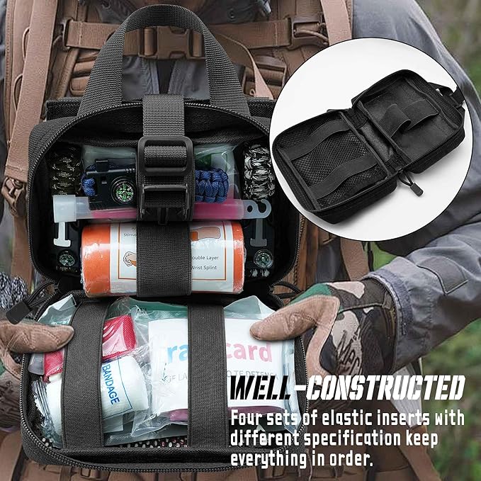 Tactical Ifak Trauma Kit - Emergency First Aid Bleeding Control Kit, Snake Bite & Bee Sting Supplies, Venom Extractor Pump