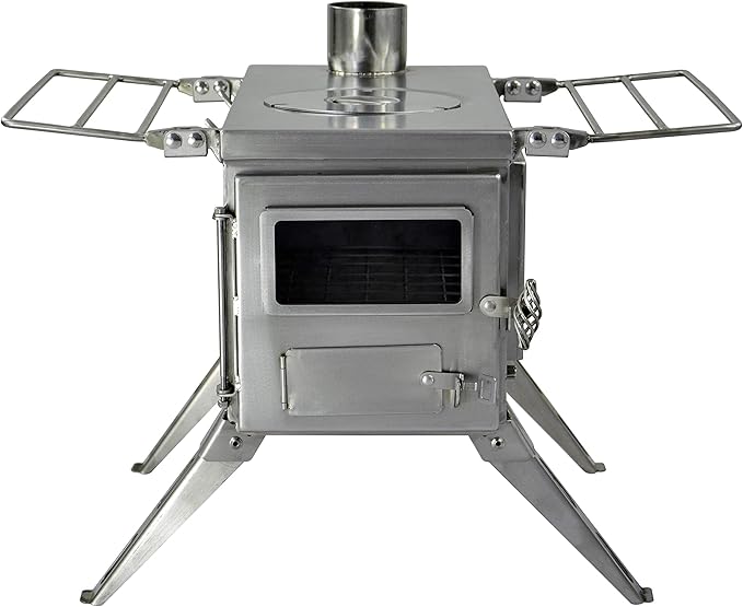 Winnerwell Nomad View 1G M Size Wood Burning Tent Stove, Stainless Steel Portable Cook Camping Stove with Glass Windows and Folding Legs for Hot Tent, Teepee, or Outdoor Shelter Use