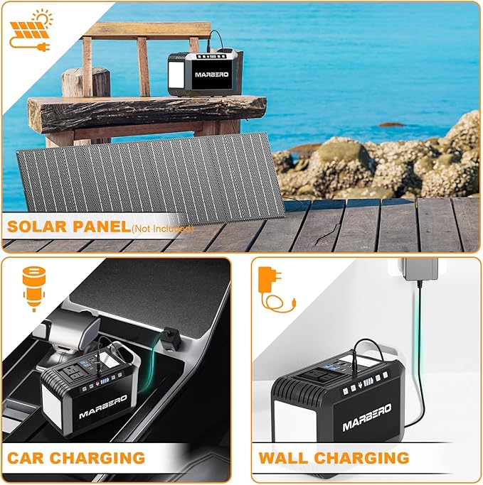 MARBERO Solar Generator 148Wh Portable Power Station with Solar Panel 40W Included Solar Power Bank with AC Outlet 200W Surge for Home Outages Camping Outdoor Adventure Emergency