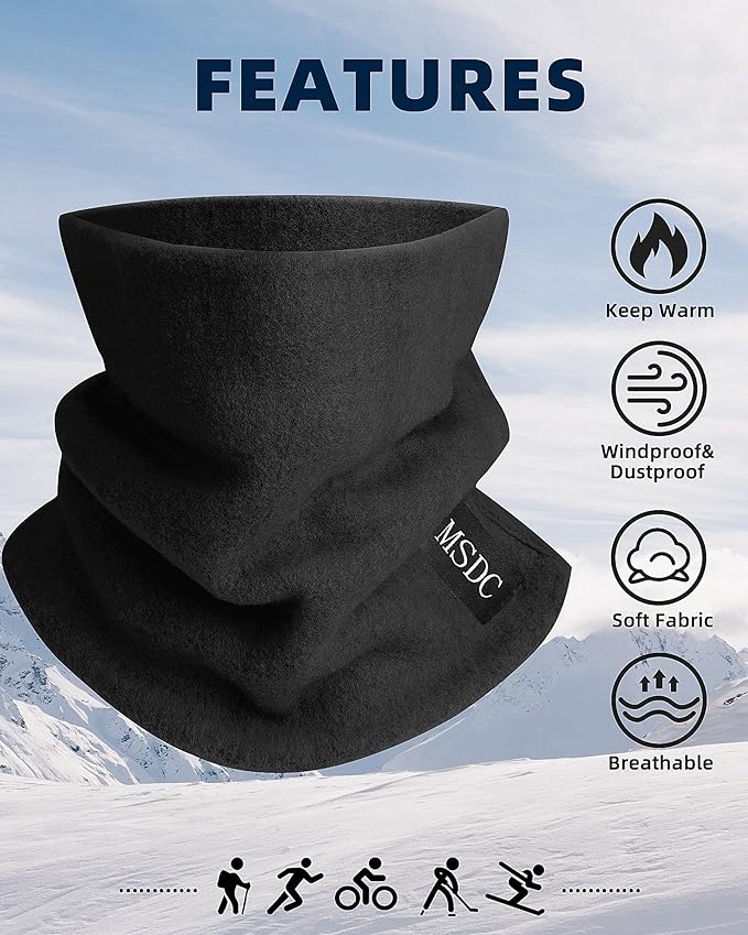 MSDC Neck Gaiters for Men 3 Pack,Neck Warmer Scarf Women Face Mask Covering for Cold Weather