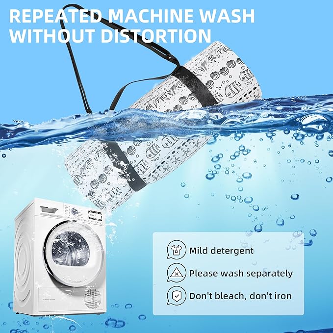 Outdoor Picnic Blanket White Fish 80"x80" Extra Large Sandproof Beach Blanket Waterproof Picnic Blankets Foldable for Caming, Beach, Outdoor Activities.