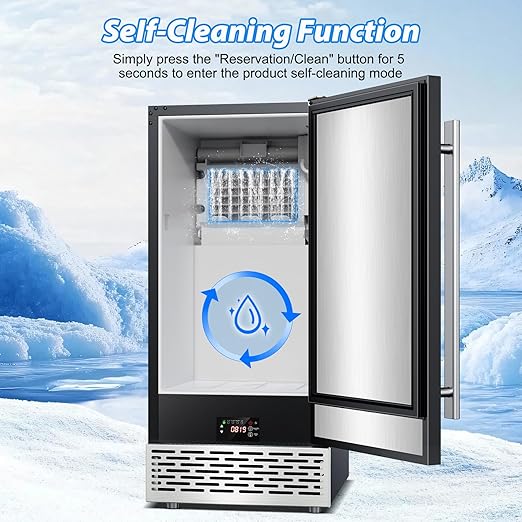 Under Counter Ice Maker, Ice Maker Machine Commercial, 120Lbs/24H with 35lbs Storage Bin, 40Pcs Cubes in 10Mins, Built in Ice Machine for Home Office Commercial, Black-2