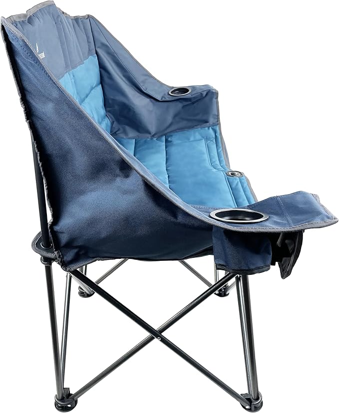 Black Sierra Double Padded Folding Camping Chair, Oversized Folding Camp Sofa, Portable Outdoor Loveseat Supports 500 lbs, Perfect for Beach, Tailgating, RV, Sports, Patio
