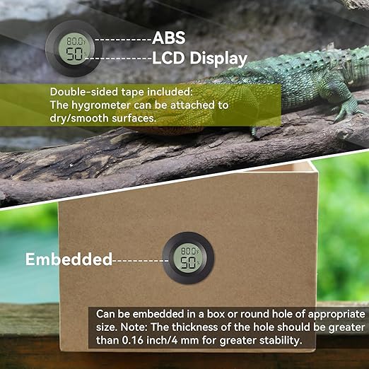 2-Pack Mini Hygrometer & Thermometer, Indoor Outdoor Digital Humidity Meter Gauge Temperature, ℉/℃, for Home, Office, Reptile, Car, Greenhouse, Lab, Terrarium, Cellar.. A01 Black