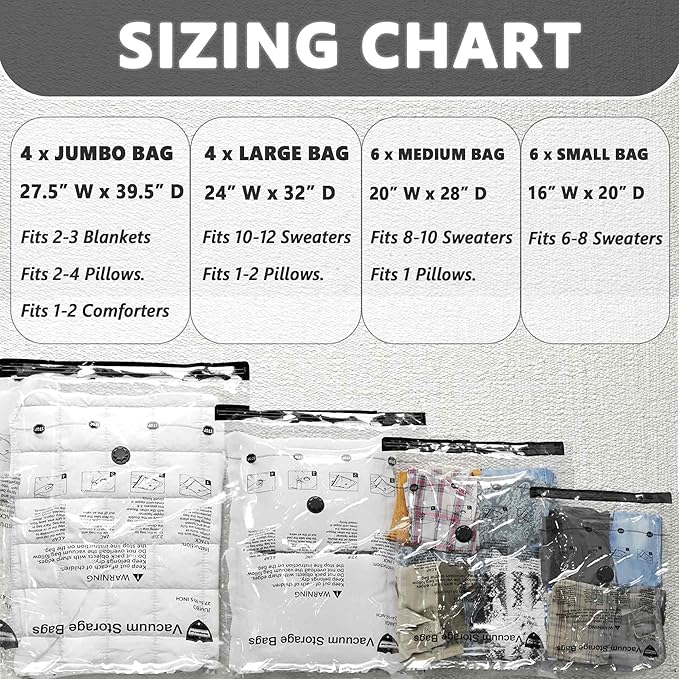 SUOCO 10 Medium Vacuum Storage Bags with Electric Pump, Travel Clothes Space Saver Bags, Compression Airtight Seal Bags for Clothing, Pillows, Comforters, Blankets