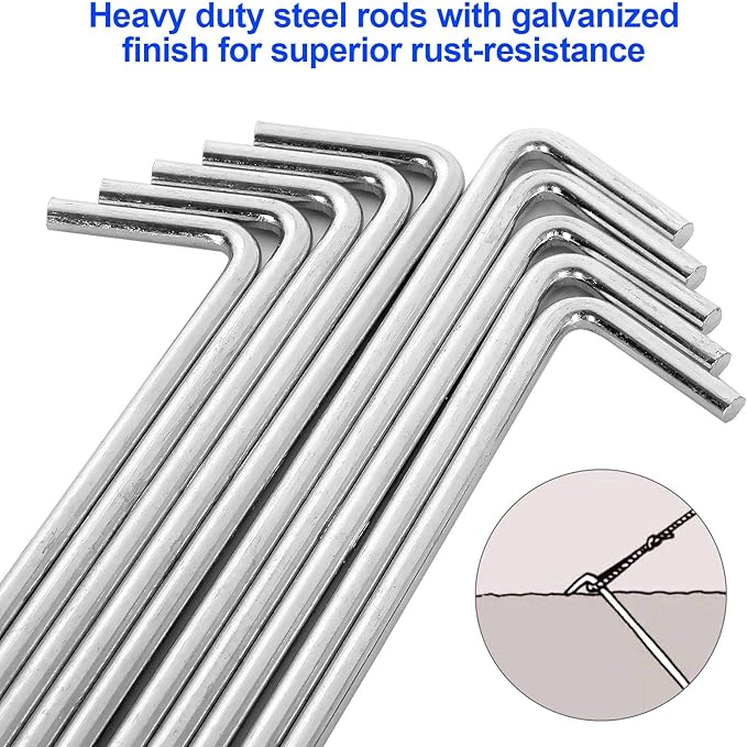 100 Pack Tent Stakes 6-3/4”Galvanized Steel Metal Tent Stakes Pegs, Garden Stakes Edging Fence Hooks Pegs for Camping, Shelters, Tarp, Canopies, Christmas Decoration Stakes