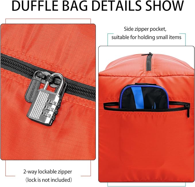 Foldable Duffel Bag 30" / 75L Lightweight with Water Rresistant for Travel-Orange
