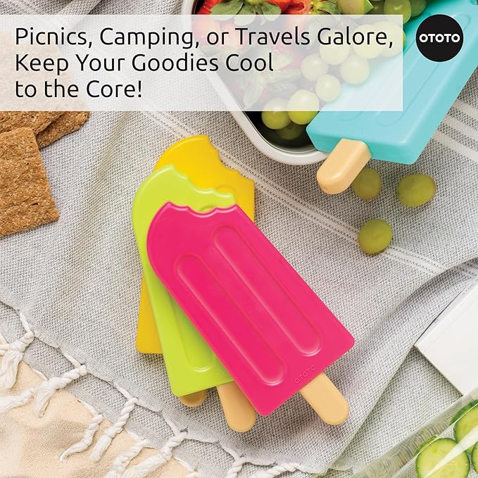 OTOTO New - Ice Pops Popsicle Ice Packs for Lunch Boxes - Funny Gifts, Cute Kitchen Accessories, Cool Kitchen Gadgets, White Elephant Gifts Kitchen Gifts, Reusable Ice Packs for Cooler Cold Packs