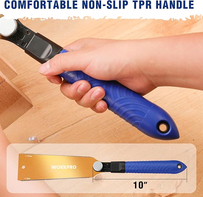 WORKPRO 8 Inch Japanese Pull Saw, Double-Edged Hand Saw for Wood Cutting with 7-9&18 TPI, SK5 Flexible Blade, Non-Slip Beech Handle for Woodworking