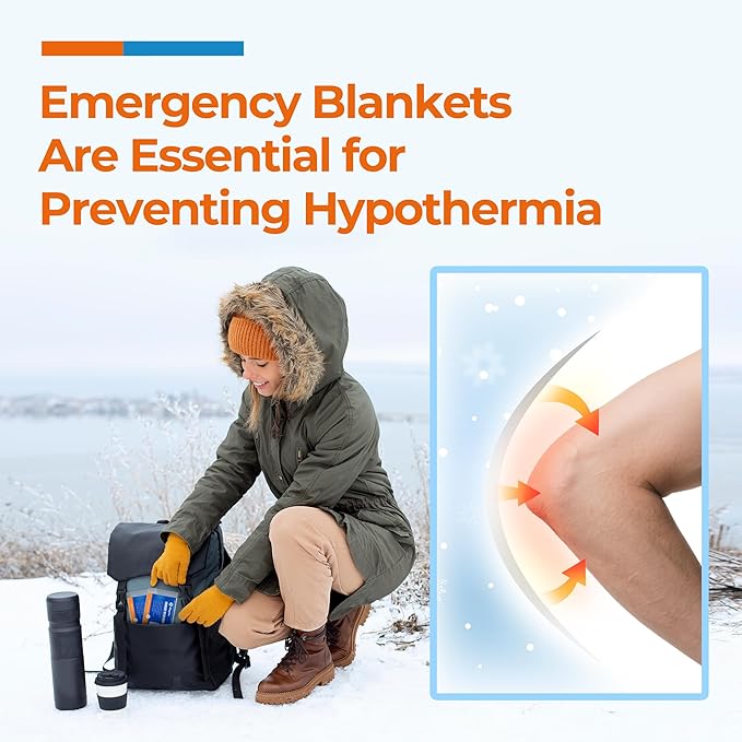 Emergency Blankets (4 Packs, 84" L x 52" W) Mylar Thermal Blankets for Survival and Protection,Space Blanket Survival Kits Camping Blanket, Ideal for Outdoors, Hiking, Survival, Marathons