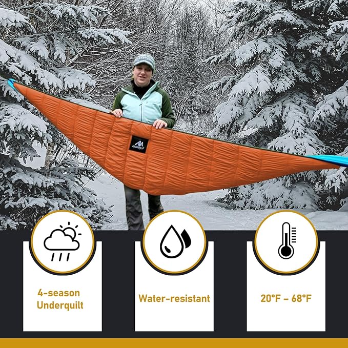 AYAMAYA Single & Double Hammock Underquilt Full Length Big Size Under Quilts for Hammocks, Camping Backpacking Essential, Winter Cold Weather Warm UQ Blanket Bottom Insulation