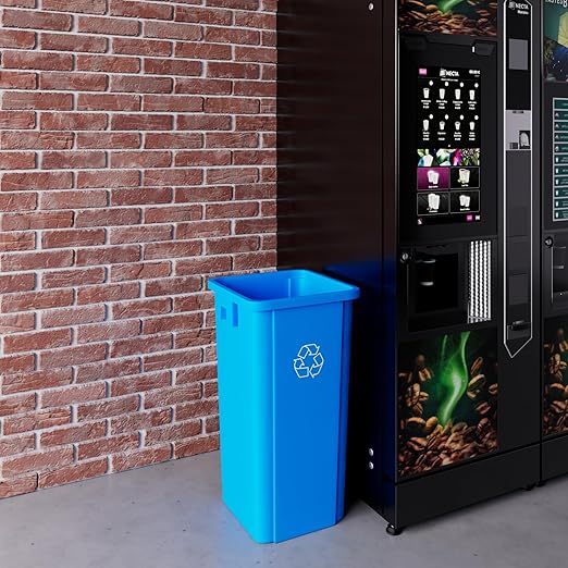 23 Gallon Blue Square Commercial Trash Garbage Can | Outdoor Office Restaurant School Kitchen