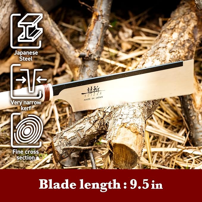 SUIZAN Dozuki Dovetail Saw 9.5" Crosscut - Professional Japanese Pullsaw Handsaw Woodworking Tools