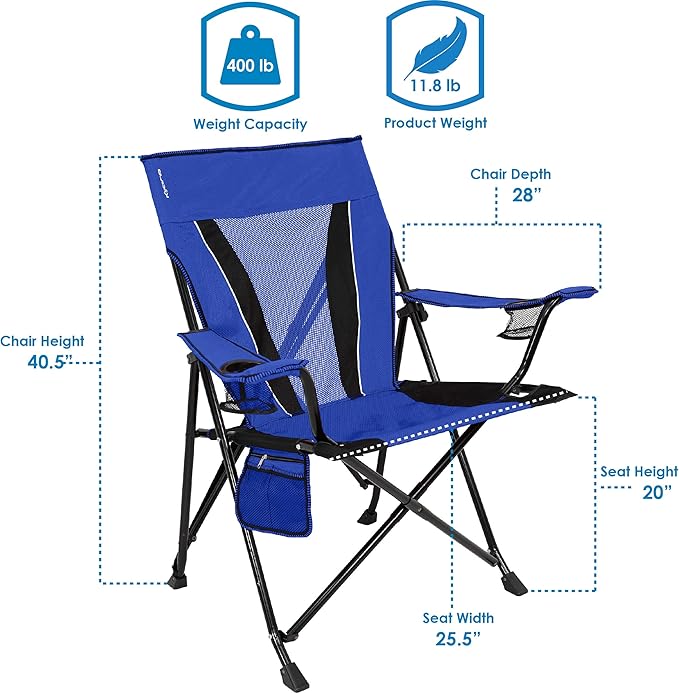 Kijaro XXL Dual Lock Portable Camping Chair - Supports Up to 400lbs - Enjoy The Outdoors in a Versatile Folding Sports & Outdoor Chair