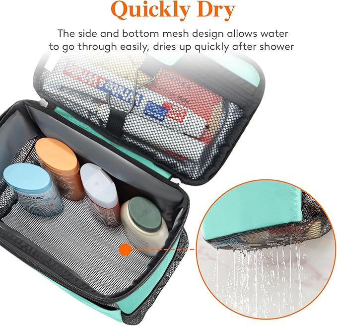 Lifewit Shower Bag Mesh Shower Caddy Portable College Dorm Room Essentials Tote Bag for Bathroom, Gym, Travel, Camping Quick Dry Hanging Shower Organizer Basket Toiletry Bag, Medium, Aqua