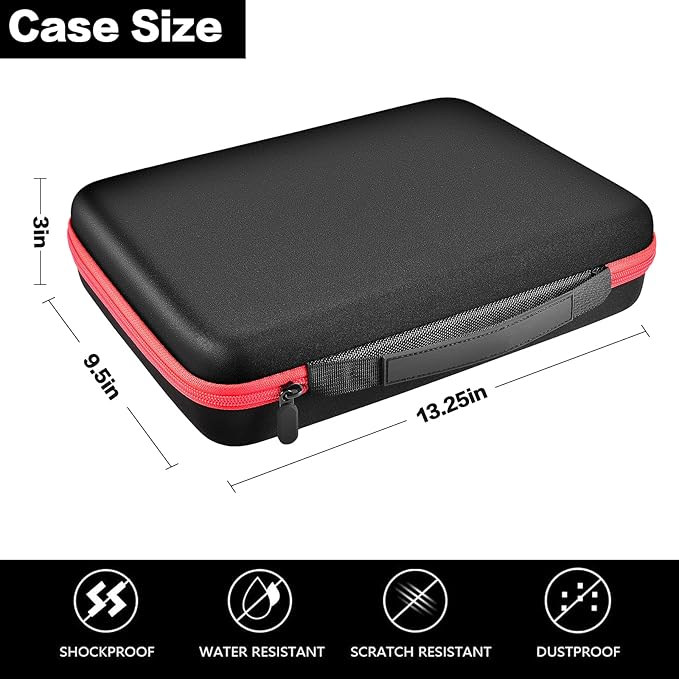 Comecase Battery Organizer Storage Box, Carrying Case Bag Holder - Holds 140+ Batteries AA AAA AAAA C D 9V - with Battery Tester - Red(Batteries are Not Included)