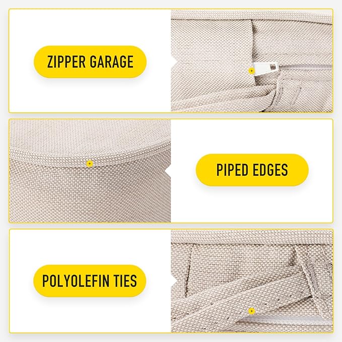 SUNROX Gel Memory Foam Chair Cushions, FadeShield Water-, Stain-Resistant Durable Reversible Seat Cushion Pads with Ties for Indoor/Outdoor Kitchen Dining Office, 19"x19", Set of 4, Cream