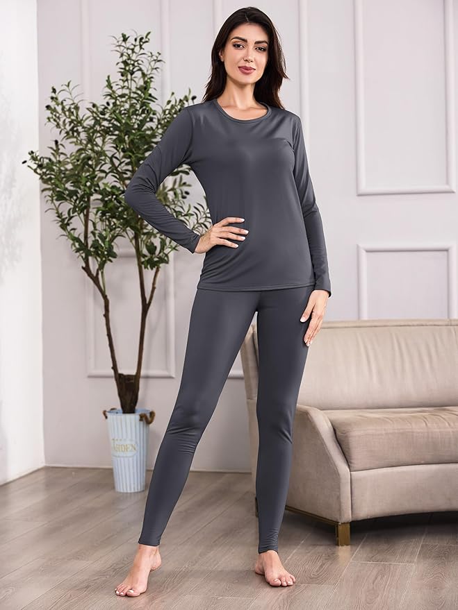 URATOT 3 Sets Women's Thermal Underwear Set Fleece Lined Long Johns Thermal Underwear Base Layer for Women Cold Winter