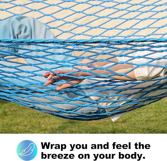 14ft Cotton Rope Hammocks for 2 Person (Aqua, Queen)