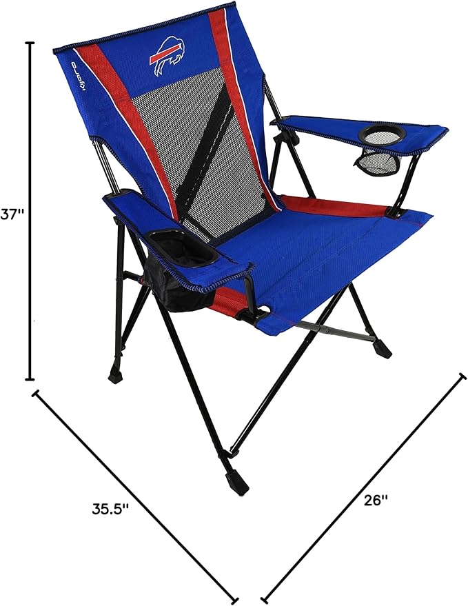 Kijaro Sports Fan Folding Chair, 26" L x 35.5" W x 37" H, Buffalo Bills