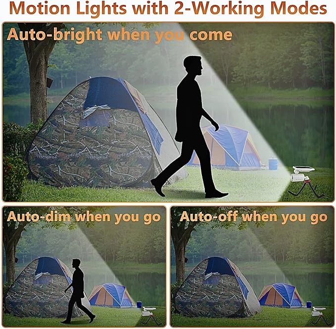 Solar Motion Lights Outdoor Waterproof, 100-Week Free Refund, Camping Solar Lights with Motion Sensor Solar Flood Security Spotlights for Outside Camp Patio, Fence, Deck, Post(2Pack)