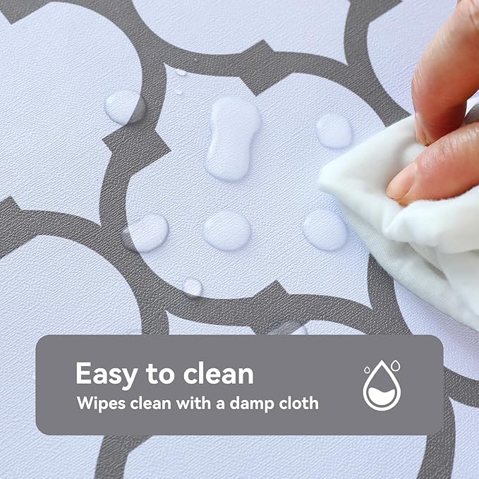 Romanstile Rectangle Plastic Tablecloth, 100% Waterproof Oil-Proof Checkered PVC Table Cloth, Heavy Duty Vinyl Table Cover for Dining, Camping, Picnic, Outdoor - 54 x 108 Inch, Moroco White