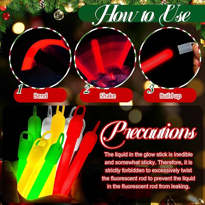 Lewtemi 4" or 6" 100 Pack Bright Glow Sticks Bulk, Glow in The Dark Party Supplies Birthday and Holidays Party Favors