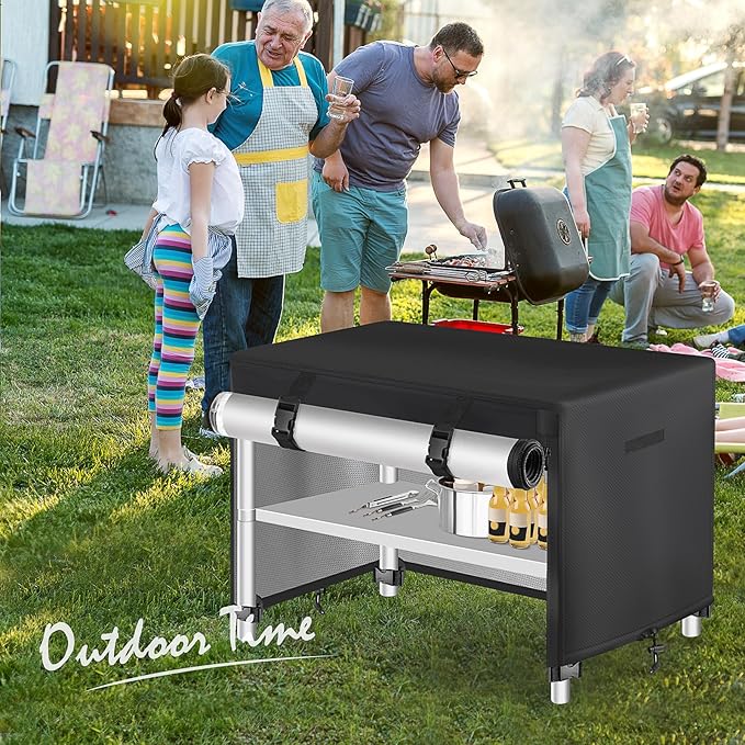 Outdoor Prep Table Cover - Waterproof Stainless Steel Metal Table Cover - 55" L x 19" W x 36" H