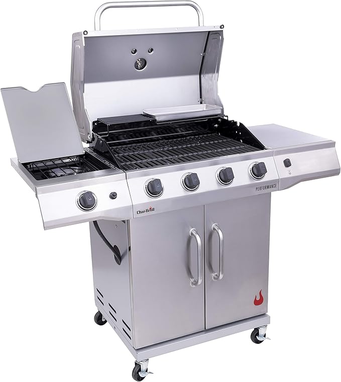Charbroil Performance Series Convective 4-Burner with Side Burner Cabinet Propane Gas Grill, Stainless Steel - 463354021