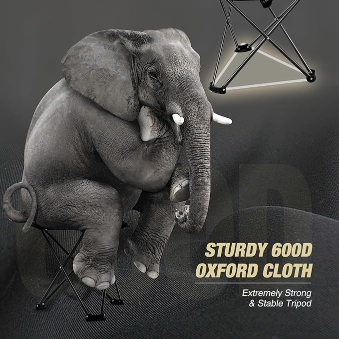 REDCAMP 2 Pack Extra Wide Camping stools, Oversized Surface Tripod Stools for Adulit for Fishing Hunting Backpacking Camping,Black