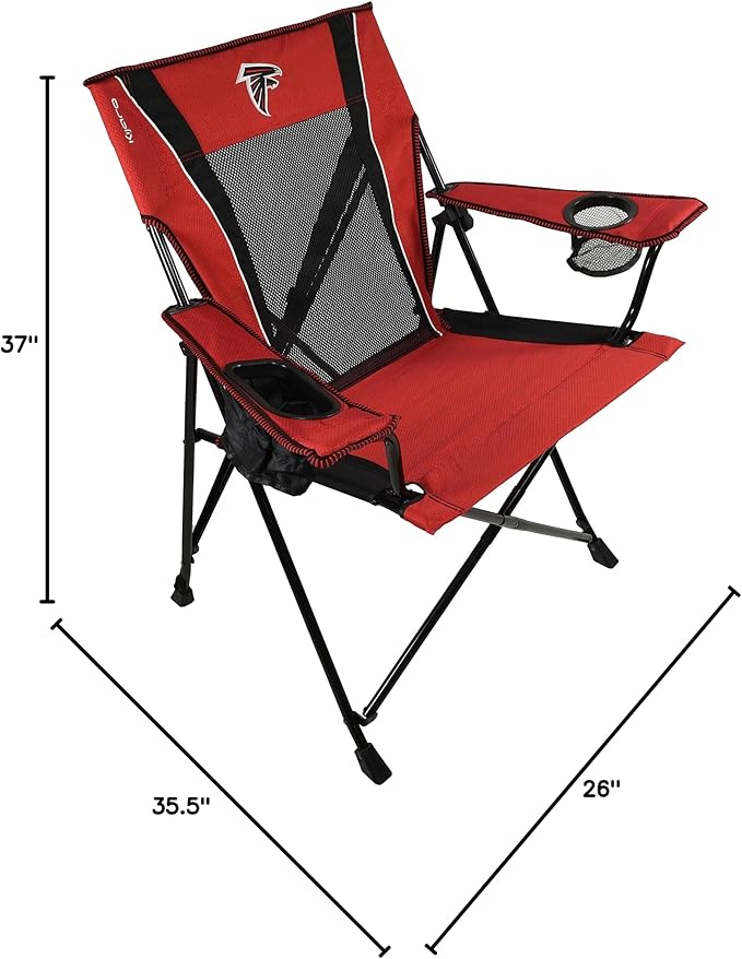Kijaro Sports Fan Folding Chair, 26" L x 35.5" W x 37" H, Atlanta Falcons