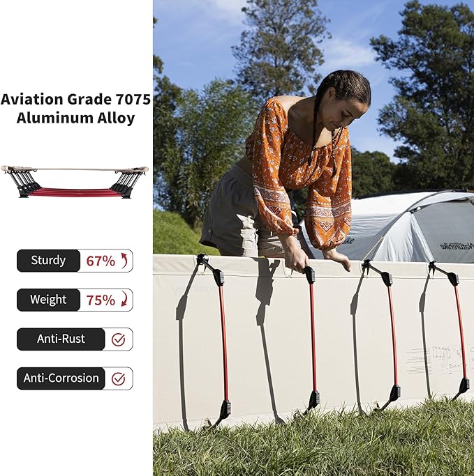 Naturehike Ultralight Camping Cot, Easy to Assemble Folding Tent Cot, Compact & Protable Camping Bed for Camping, Mountaineering, & Hiking, Supports 330lbs with Carry Bag, Kahki