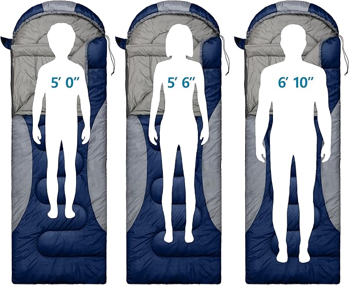 0 Degree Winter Sleeping Bags for Adults Camping (450GSM) - Temp Range (5F–32F) Portable Waterproof Compression Sack- Camping Sleeping Bags for Big and Tall in Env Hoodie: Backpacking Hiking 4 Season