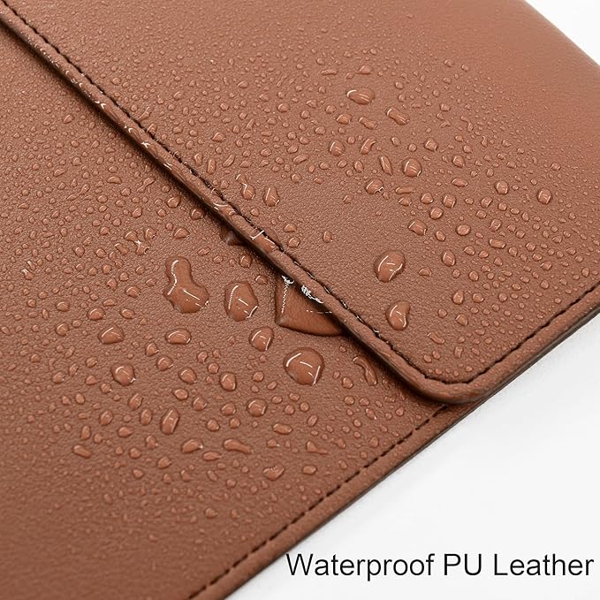 VANRA 1 Piece PU Leather File Folder Vertical A4 Document Holder File Envelope Waterproof Leather Portfolio Case Filing File Organizer for Letter Size with Magnetic Button Closure (Brown)