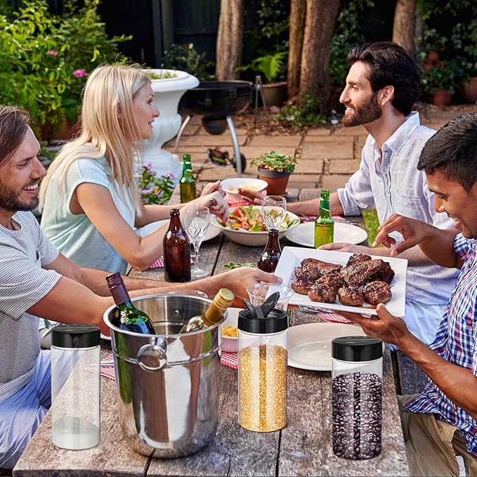 Zhehao 36 Pcs 16 oz Plastic Spice Jars Containers with Black Cap Large Spice Bottles with Shaker Lids for Kitchen Storage Seasoning Powder Herbs Cabinet