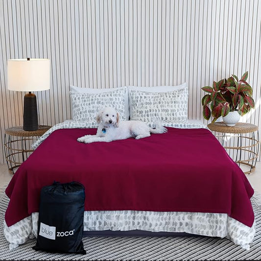 Waterproof Blanket | Machine Washable Dog Bed Cover | Water Proof Blanket to Protect Your Bed Couch Car from Leaks Spills & Accidents | for Adults Dogs & Pets | Oversized Queen Fit - 65x80in (Merlot)