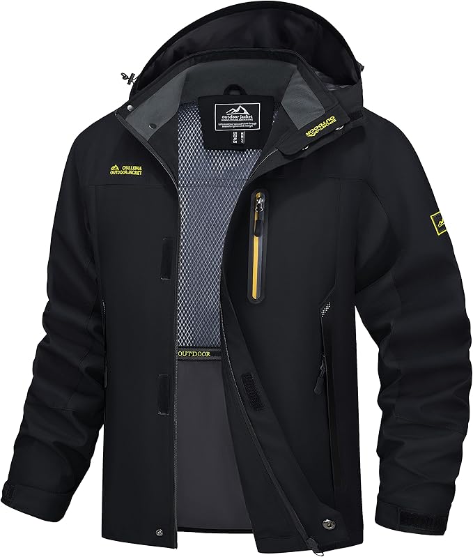 MAGCOMSEN Men's Hooded Windproof Water Resistant Rain Jacket Windbreaker 5 Pockets for Hiking,Fishing,Travel