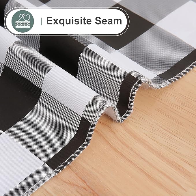 misaya Rectangle Waterproof Vinyl Table Cloth, Buffalo Flannel Backed Tablecloth, Wipeable Plastic Table Cover for Dinner, Kitchen, Outdoor (54" x 78", Black and White)