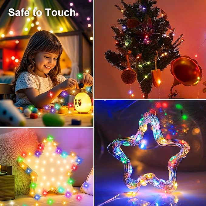 50LED Fairy Lights USB & Battery Powered, 16Ft Mutilcolor Fairy String Lights with 8 Modes & Timer, Cuttable Copper Wire Waterproof Twinkle Light Indoor Outdoor for Bedroom Wedding Christmas Decor