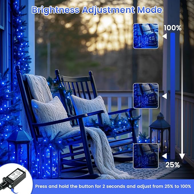 Upgraded Connectable 200 LED String Lights Indoor Outdoor, 66FT Blue Halloween Lights Waterproof, 13 Modes Twinkle Fairy Lights Plug in Clear Wire for Christmas Tree, Bedroom, Classroom, Wedding Decor