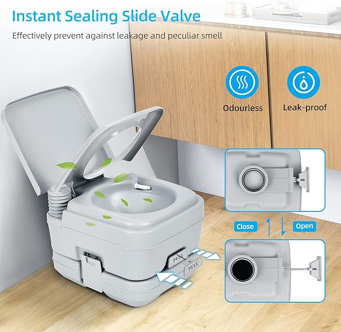 YITAHOME 2.6 Gallon Portable Toilet for Camping, RV Travel Potty with Press Flush Pump, Anti-leak Seal Ring for Travel, Boating, Hiking, Trips