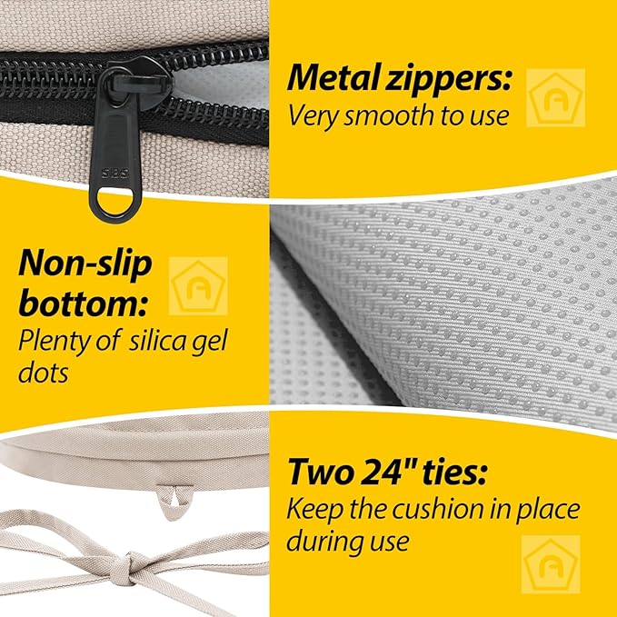 AAAAAcessories Outdoor Seat Cushions for Chairs, Waterproof, Fade-Resistant Patio Furniture Replacement Cushions, 17" x 16" x 2", Set of 2, Khaki Beige