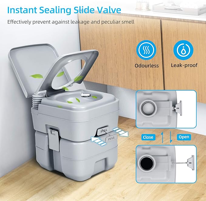 YITAHOME Portable Toilet Travel RV Potty, 5.3 Gallon Detachable Waste Tank for Effortless Cleaning, Press Flush Pump, for Camping, Boating, Hiking, Trips